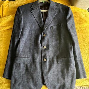 Canali Men's Navy Kei Blazer in Classic Wool & Linen (42R)